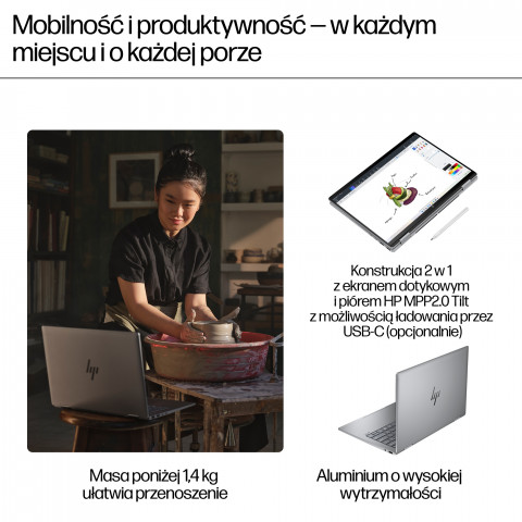 HP ENVY x360 14-fa0400nw Ryzen 5 8640HS 14,0"WUXGA Touch AG IPS300 nits 16GB DDR5 SSD512 Radeon Integrated 5MP W11Pro 2Y Glacier Silver - Galeria zdjęcie 8