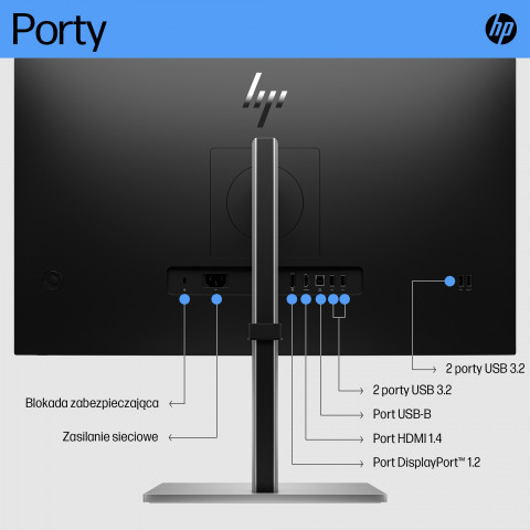 MONITOR HP LED 27" E27 G5 (6N4E2AA) - Galeria zdjęcie 9