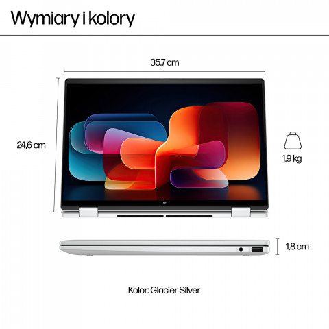 HP ENVY x360 16-ac0003nw Ultra 7 155U 16,0"WUXGA Touch AG IPS 300nits 16GB DDR5 SSD1TB Intel Arc 5MP Win11 2Y Glacier Silver - Galeria zdjęcie 11