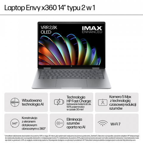 HP ENVY x360 14-fa0400nw Ryzen 5 8640HS 14,0"WUXGA Touch AG IPS300 nits 16GB DDR5 SSD512 Radeon Integrated 5MP W11Pro 2Y Glacier Silver - Galeria zdjęcie 10