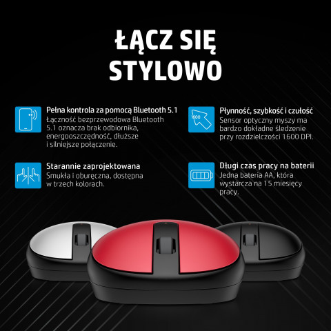 Mysz HP 240 bezprzewodowa bluetooth, 43N04AA, czarno-srebrna - Galeria zdjęcie 10