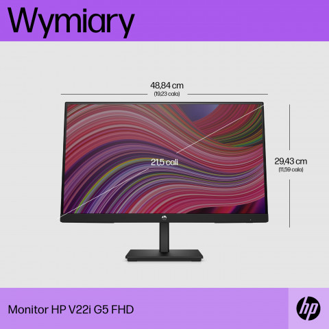 MONITOR HP LED, TN 21,5" V22i (6D8G8E9) - Galeria zdjęcie 8