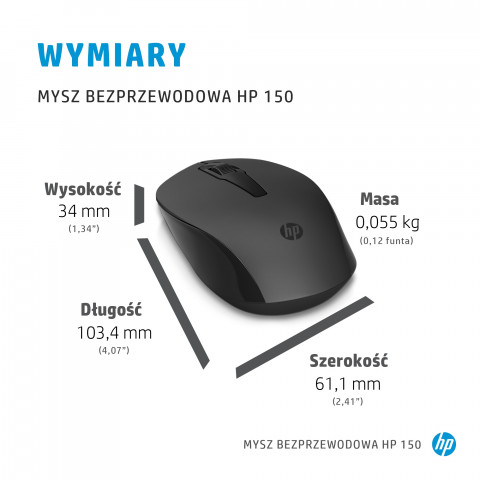 Mysz HP 150 Wireless Mouse bezprzewodowa czarna 2S9L1AA - Galeria zdjęcie 6