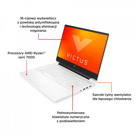 HP VICTUS 16-s0007nw Ryzen 7 7840HS 16,1"QHD AG IPS 300nits 240Hz 32GB DDR5 SSD1TB RTX 4070 8GB Cam1080p No ODD NoOS 2Y Mica Silver - Galeria zdjęcie 16