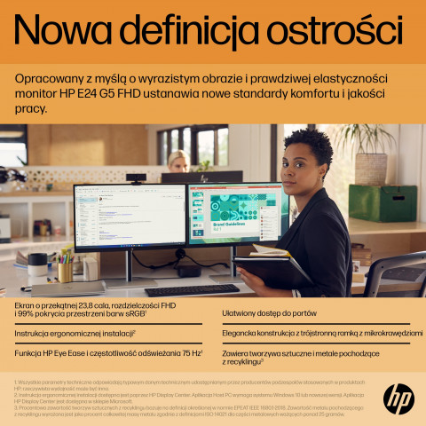 MONITOR HP LED 23,8” E24 G5 (6N6E9AA) - Galeria zdjęcie 11