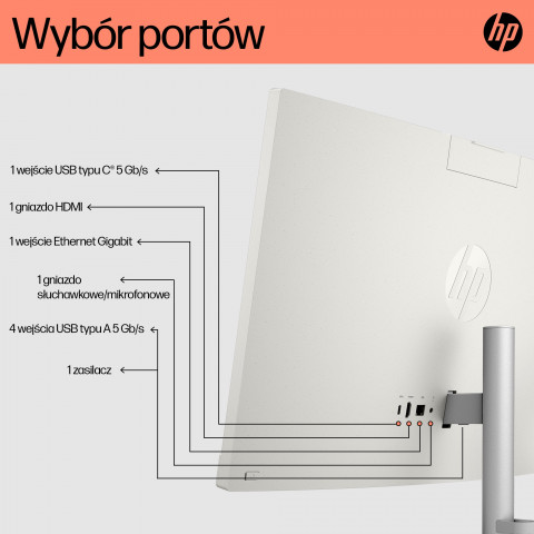 HP AIO 24-cr0005nw Ryzen 5 7520U 23.8"FHD AG IPS 8GB_DDR5 SSD512 Radeon 610M Win11 2Y Shell White - Galeria zdjęcie 4