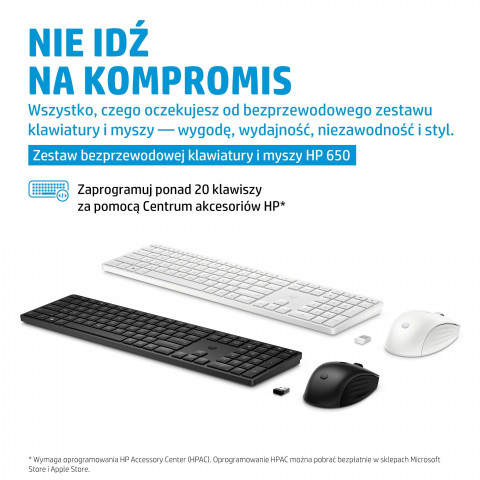 Zestaw klawiatura + mysz HP 650 Wireless Keyboard and Mouse Combo bezprzewodowe czarne 4R013AA - Galeria zdjęcie 5