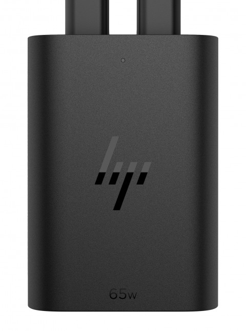 Zasilacz sieciowy HP 65W GaN 2xUSB-C czarny 600Q7AA - Galeria zdjęcie 1