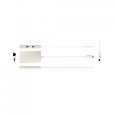 Stacja dokująca j5create USB-C Multi-Adapter - HDMI™/Ethernet/USB 3.1 HUB/PD 2.0 1x4K HDMI/2xUSB 3.0/1xRJ45 Gigabit; kolor biały JCA374-N - Galeria zdjęcie 3