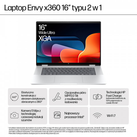 HP ENVY x360 16-ac0003nw Ultra 7 155U 16,0"WUXGA Touch AG IPS 300nits 16GB DDR5 SSD1TB Intel Arc 5MP Win11 2Y Glacier Silver - Galeria zdjęcie 5