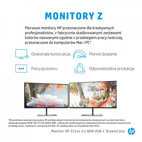 HP Z25xs G3 25"QHD IPS 266nits 60Hz HDMI, DP 1A9C9AA - Galeria zdjęcie 14