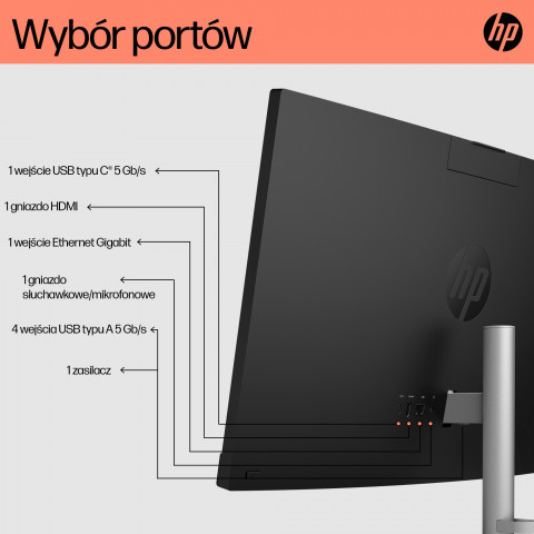 HP AIO 24-cr0005nw Ryzen 5 7520U 23.8"FHD AG IPS 8GB_DDR5 SSD512 Radeon 610M Win11 2Y Shell White - Galeria zdjęcie 3