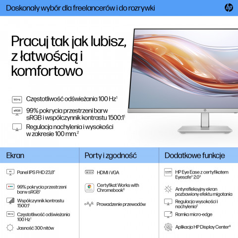 MONITOR HP LED IPS 23,8" 524sh (94C19E9) 100Hz - Galeria zdjęcie 8