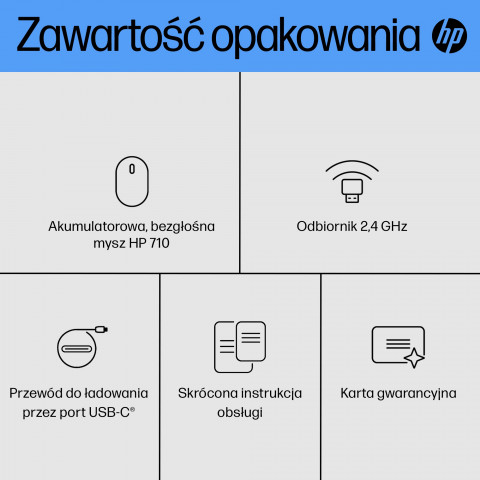 MYSZ optyczna z akumulatorem HP 710 Silent Bluetooth bezprzewodowa 6E6F2AA Czarna - Galeria zdjęcie 20