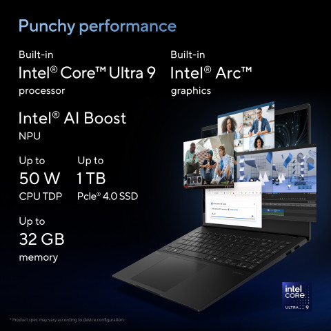ASUS Vivobook S 15 OLED S5506MA-MA024W Ultra 9 185H 15.6" 3K 120Hz 400nits Glossy 32GB LPDDR5X SSD1TB Intel Arc Graphics WLAN+BT Cam 75WHrs Win11 Neutral Black - Galeria zdjęcie 12