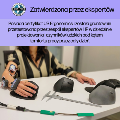 MYSZ optyczna HP 920 Ergo Vertical, bezprzewodowa 6H1A4AA Czarna - Galeria zdjęcie 15