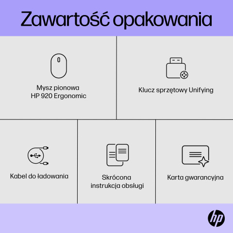 MYSZ optyczna HP 920 Ergo Vertical, bezprzewodowa 6H1A4AA Czarna - Galeria zdjęcie 10