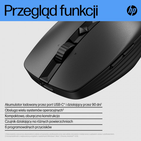 MYSZ optyczna z akumulatorem HP 710 Silent Bluetooth bezprzewodowa 6E6F2AA Czarna - Galeria zdjęcie 19