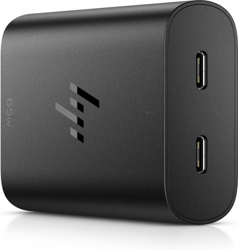 Zasilacz sieciowy HP 65W GaN 2xUSB-C czarny 600Q7AA - Galeria zdjęcie 2
