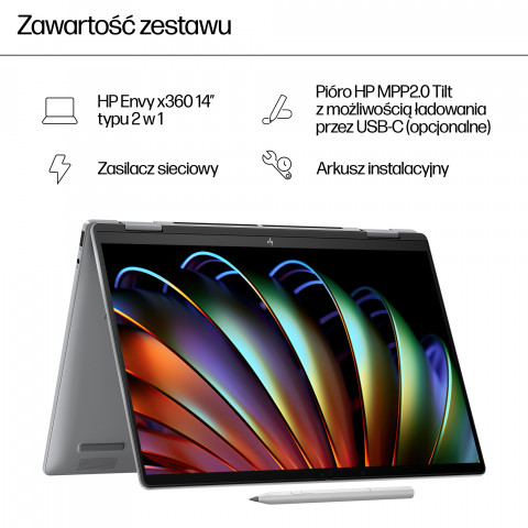 HP ENVY x360 14-fa0400nw Ryzen 5 8640HS 14,0"WUXGA Touch AG IPS300 nits 16GB DDR5 SSD512 Radeon Integrated 5MP W11Pro 2Y Glacier Silver - Galeria zdjęcie 12