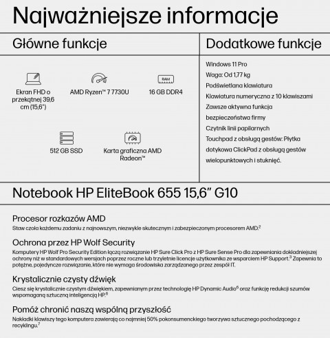 HP EliteBook 655 G10 Ryzen 7 7730U 15.6"FHD 250nits 16GB DDR4 SSD512 RX Vega 8 W11Pro 3Y OnSite - Galeria zdjęcie 16