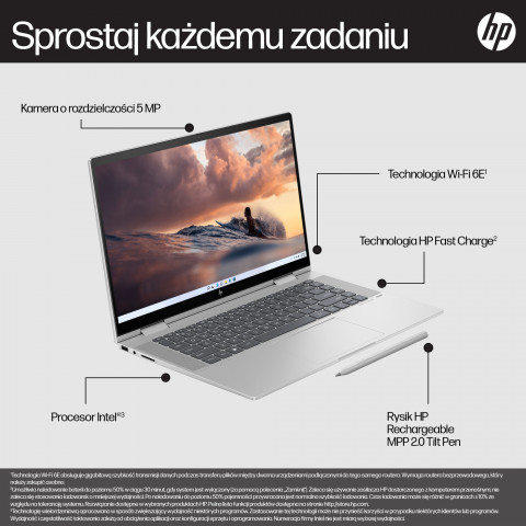 HP ENVY x360 15-fe0015nw i5-1335U 15.6"FHD Touch OLED Low Blue Light 400 nits 16GB LPDDR5 SSD512 Intel Iris Xe Graphics No ODD Win11 2Y Natural silver - Galeria zdjęcie 21