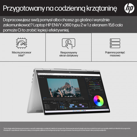 HP ENVY x360 15-fe0015nw i5-1335U 15.6"FHD Touch OLED Low Blue Light 400 nits 16GB LPDDR5 SSD512 Intel Iris Xe Graphics No ODD Win11 2Y Natural silver - Galeria zdjęcie 23