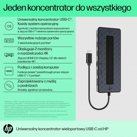 Stacja dokująca HP USB-C Universal Multiport Hub czarna 50H98AA - Galeria zdjęcie 9