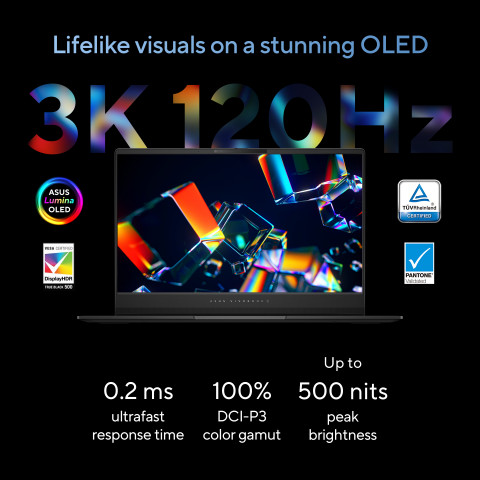 ASUS Vivobook S 15 OLED S5506MA-MA024W Ultra 9 185H 15.6" 3K 120Hz 400nits Glossy 32GB LPDDR5X SSD1TB Intel Arc Graphics WLAN+BT Cam 75WHrs Win11 Neutral Black - Galeria zdjęcie 17