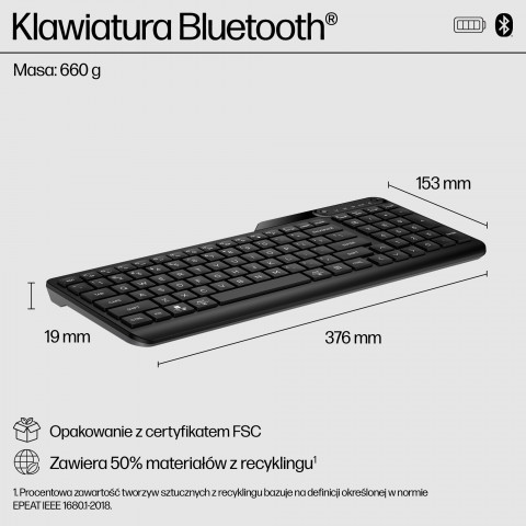 Klawiatura HP 460 Multi-Device Bluetooth Keyboard bezprzewodowa czarna 7N7B8AA - Galeria zdjęcie 7