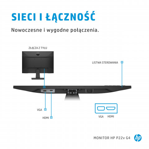 Monitor HP P22v G4 21,5"FHD 5ms 250nits 60Hz HDMI - Galeria zdjęcie 8