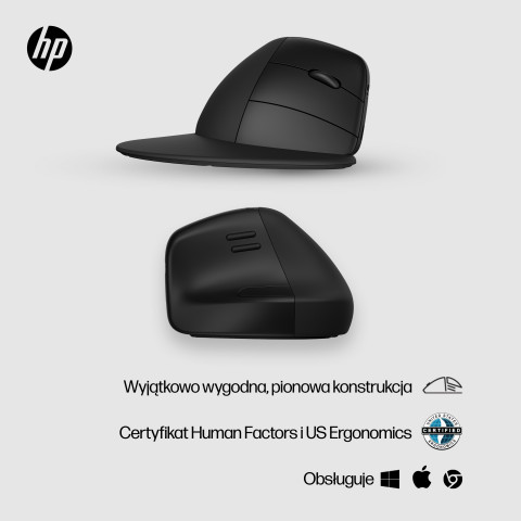MYSZ optyczna HP 920 Ergo Vertical, bezprzewodowa 6H1A4AA Czarna - Galeria zdjęcie 11