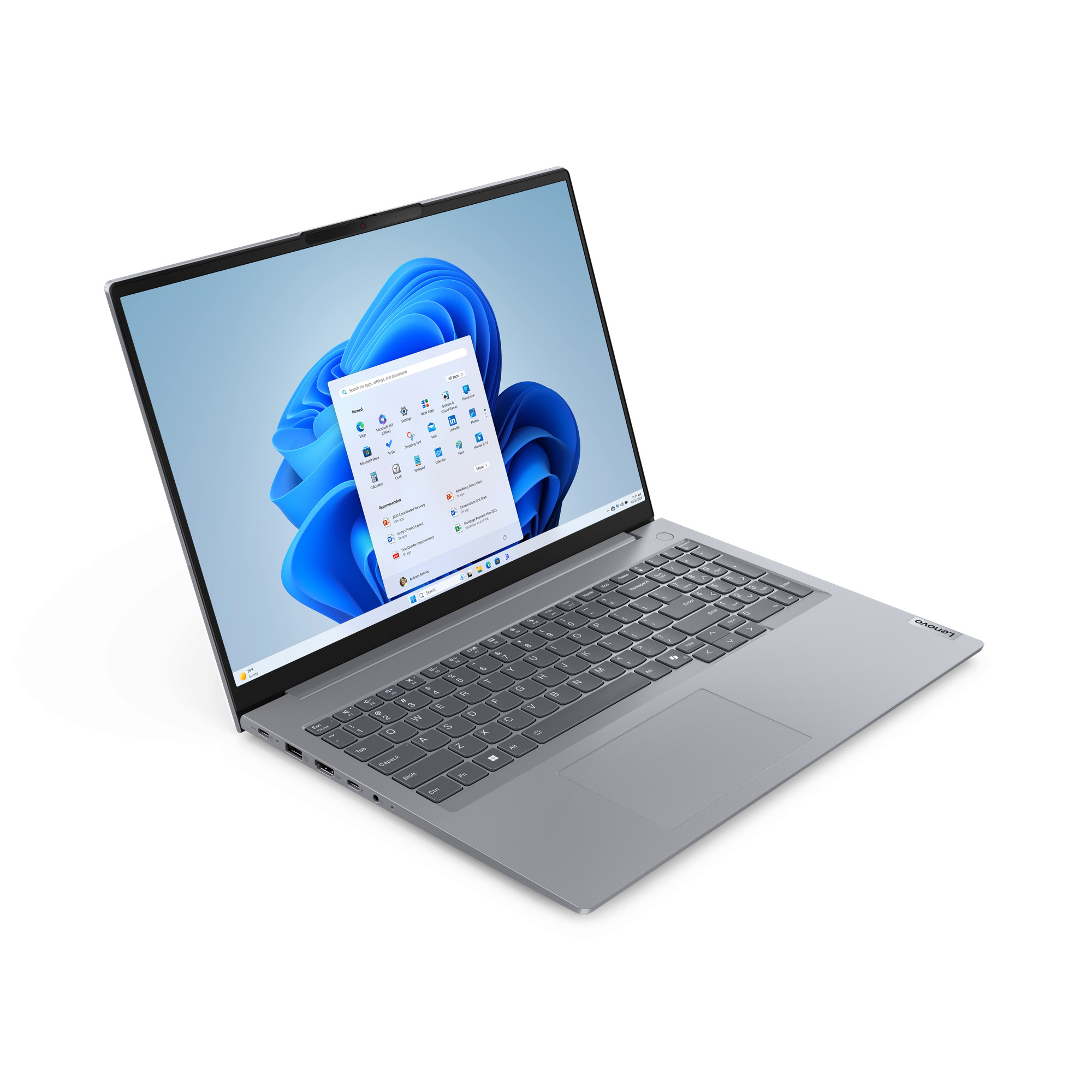 Lenovo ThinkBook 16 G7 QOY Snapdragon X Plus X1P-42-100 16" WUXGA IPS 300nits AG 60Hz 32GB DDR5 SSD512 Qualcomm Adreno 84Wh W11Pro Luna Grey 3Y Onsite - zdjęcie 2